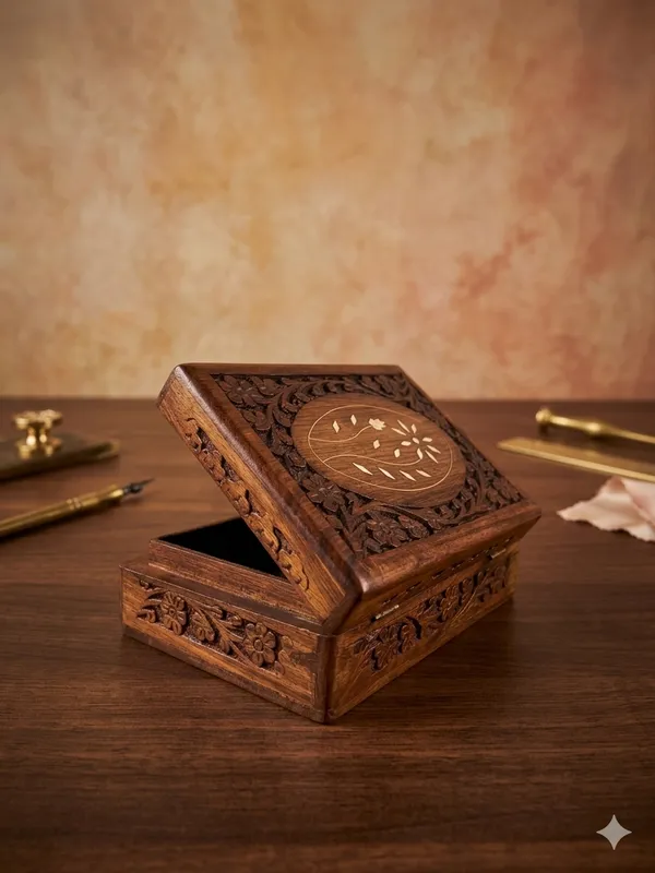 Handcarved_Wooden_Floral_Inlay_Jewellery_Box