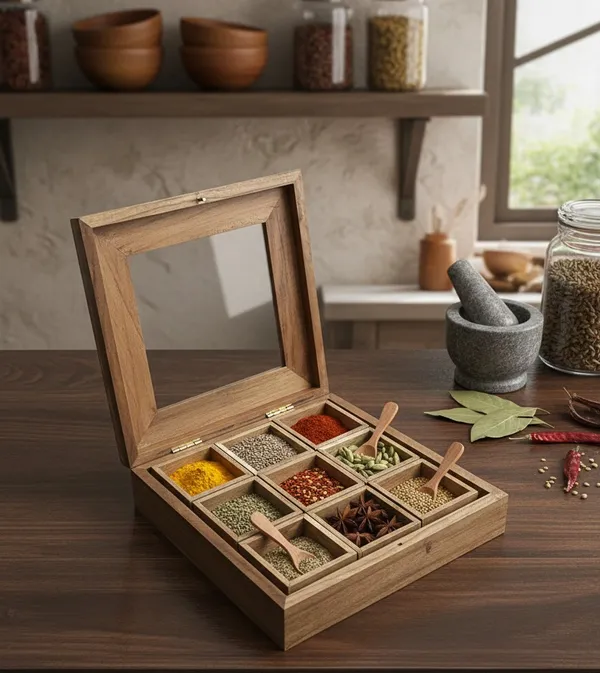 Wooden_9_Compartment_Spice_Box_With_Glass_Lid
