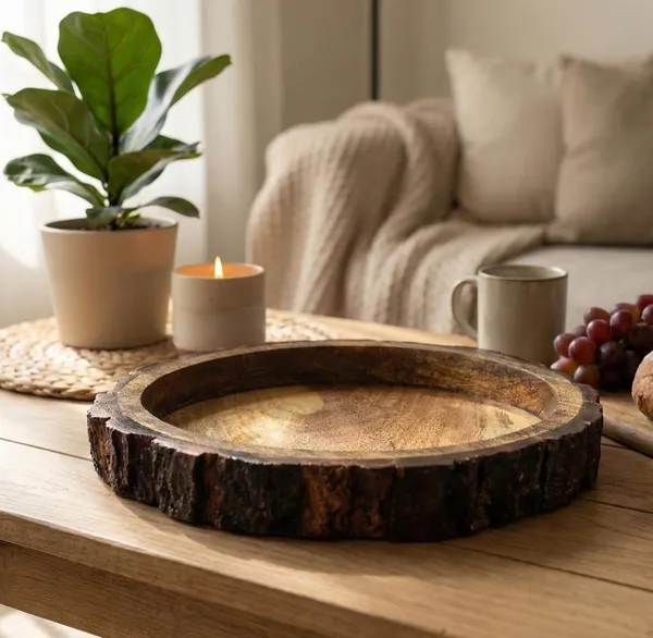 Wooden_Round_Bark_Edge_Serving_Tray_For_Fruits_And_Drinks