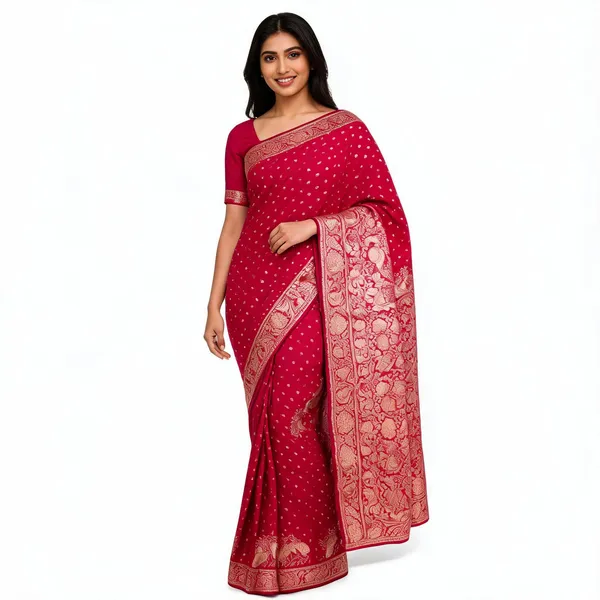 Pink_Banarasi_Silk_Golden_Zari_Woven_Saree_For_Women