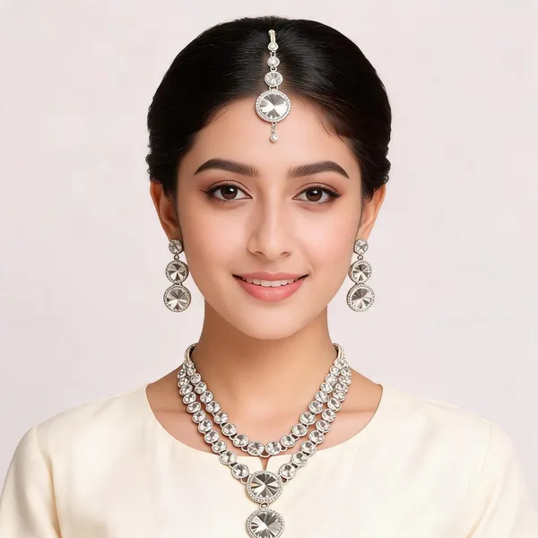 Silver_Crystal_Layered_Necklace_Earrings_Maang_Tikka_Set_For_Women