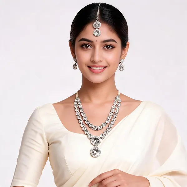Silver_Crystal_Layered_Necklace_Earrings_Maang_Tikka_Set_For_Women