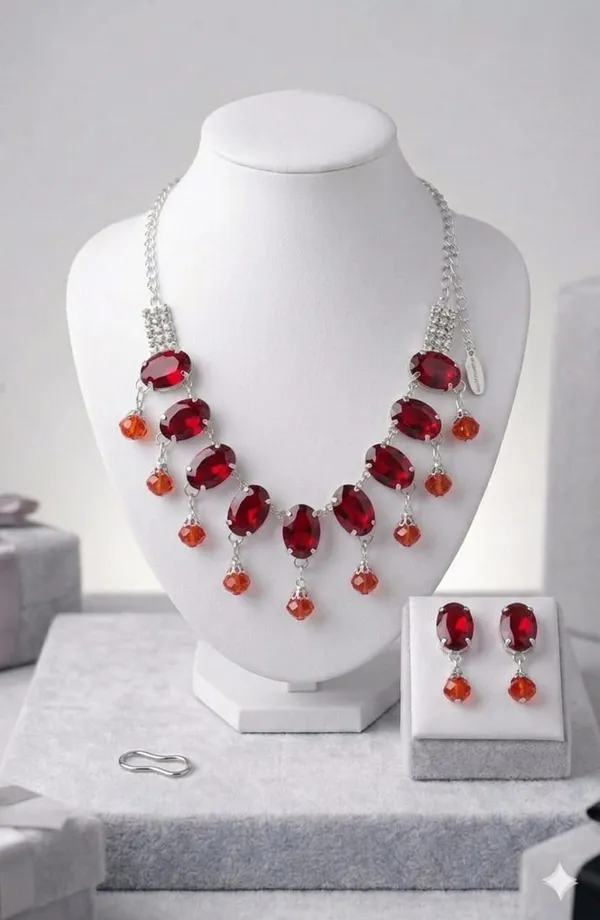 Silver_Red_Crystal_Bib_Statement_Necklace_And_Earrings_Set_For_Women