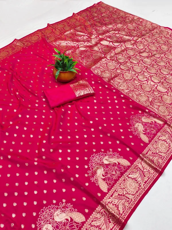 Pink_Banarasi_Silk_Golden_Zari_Woven_Saree_For_Women
