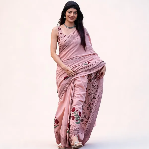 Pink_Linen_Cotton_Floral_Embroidered_Saree_For_Women