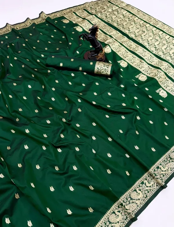Bottle_Green_Banarasi_Silk_Saree