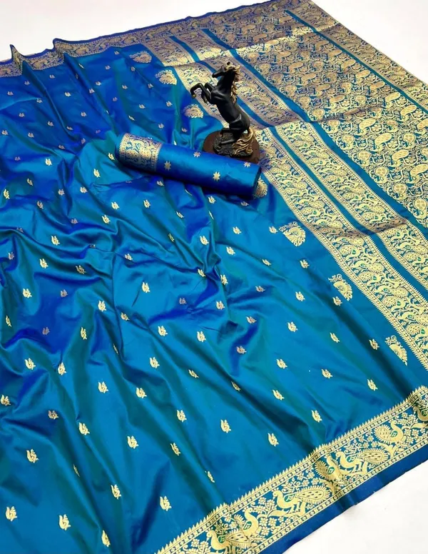 Peacock_Blue_Banarasi_Silk_Saree