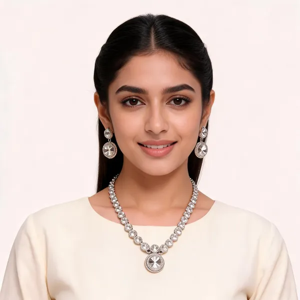 Silver_Tone_Crystal_Statement_Necklace_And_Earrings_Set_For_Women