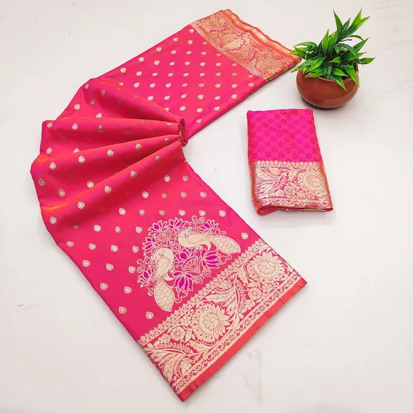 Pink_Banarasi_Silk_Zari_Butta_Woven_Saree_For_Women