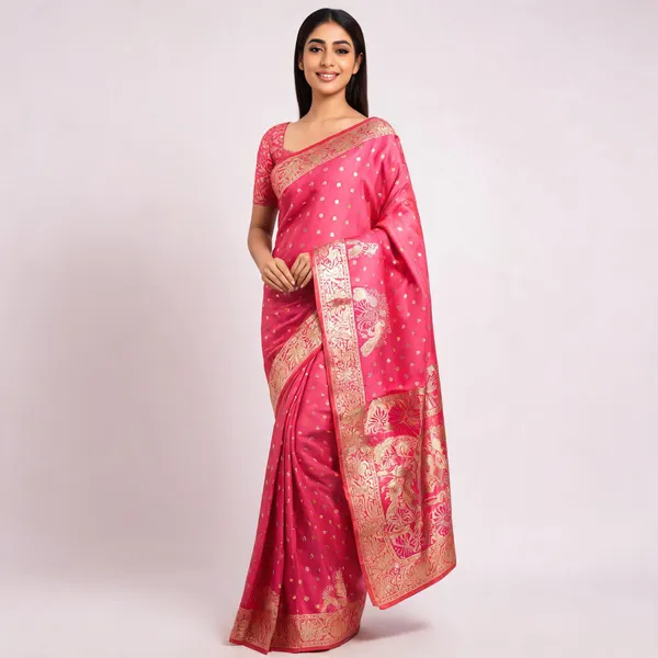 Pink_Banarasi_Silk_Zari_Butta_Woven_Saree_For_Women