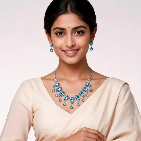 Blue_Crystal_Double-Strand_Statement_Necklace_Set_For_Women