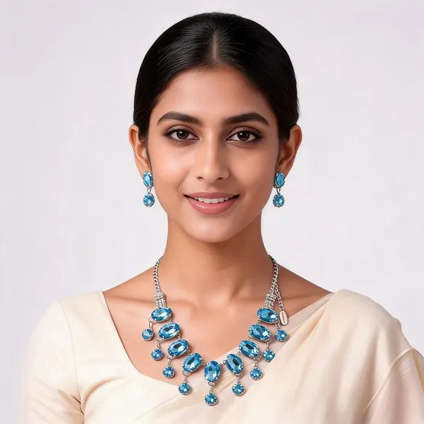 Blue_Crystal_Double-Strand_Statement_Necklace_Set_For_Women
