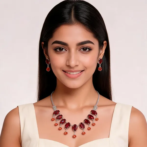 Silver_Red_Crystal_Bib_Statement_Necklace_And_Earrings_Set_For_Women