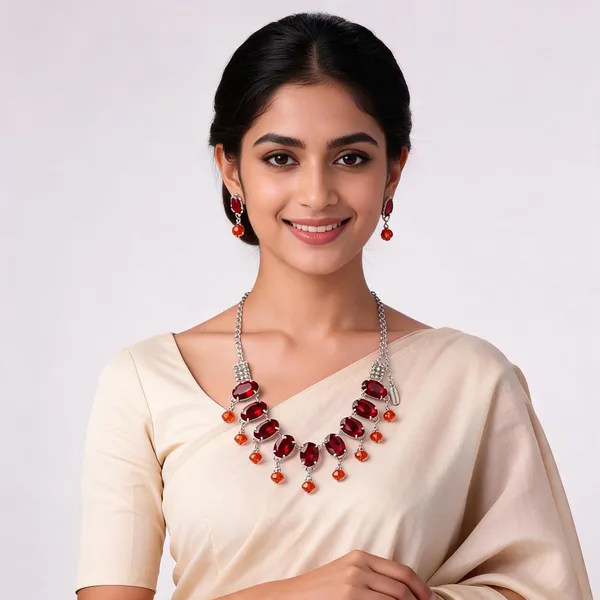 Silver_Red_Crystal_Bib_Statement_Necklace_And_Earrings_Set_For_Women
