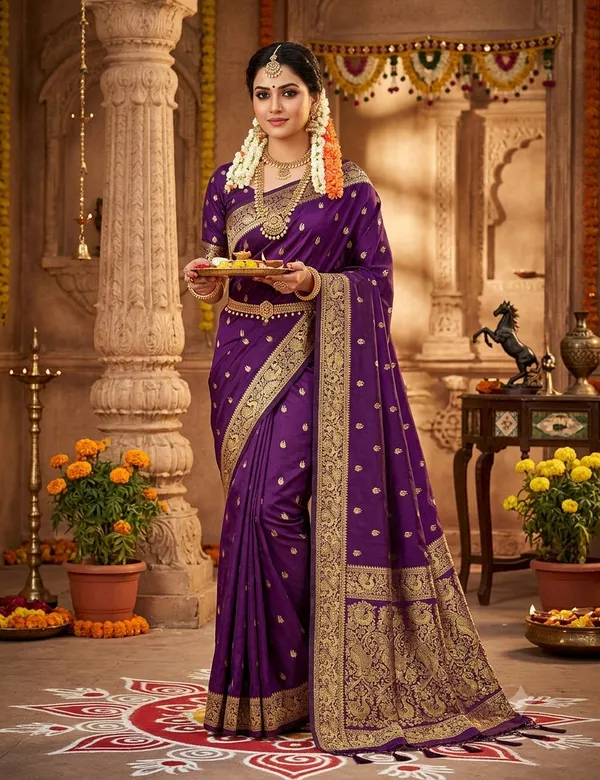 Dark_Wine_Banarasi_Silk_Saree