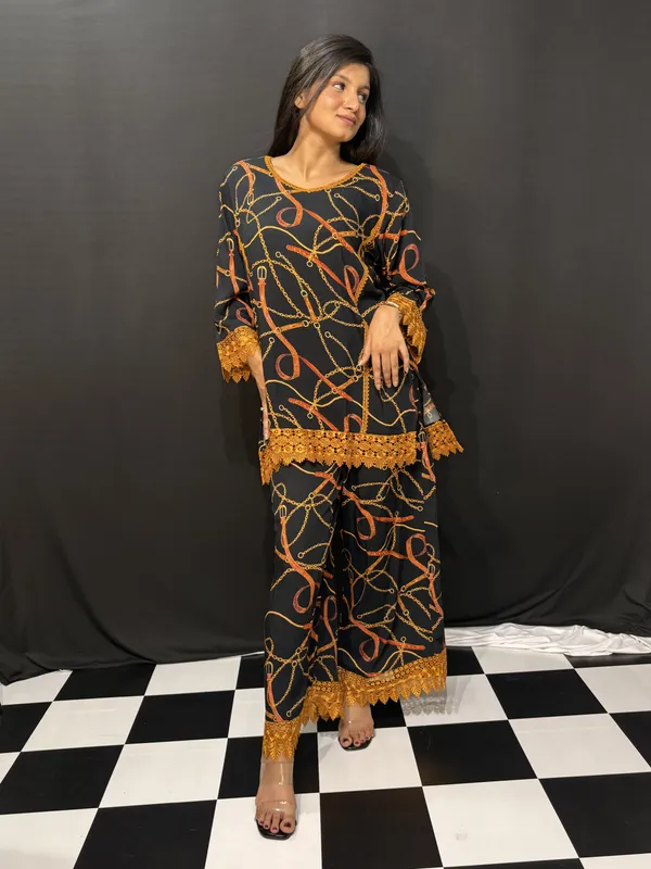 Black_Yellow_Viscose_Rayon_Chain_Print_Co_Ords_Set_For_Women