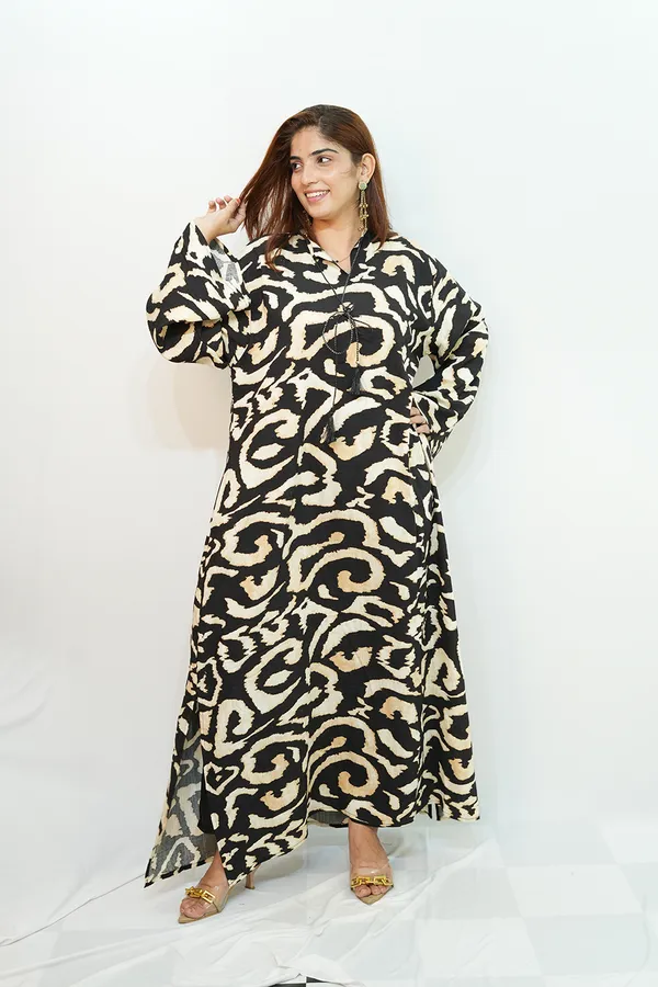 Black_Yellow_Viscose_Rayon_Gown_For_Women