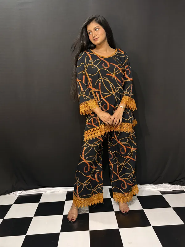 Black_Yellow_Viscose_Rayon_Chain_Print_Co_Ords_Set_For_Women
