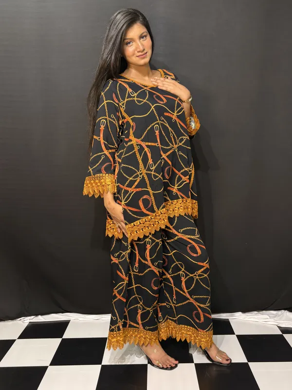 Black_Yellow_Viscose_Rayon_Chain_Print_Co_Ords_Set_For_Women