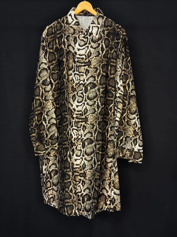 Black_Beige_Viscose_Rayon_Snake_Print_Long_Shirt_For_Women