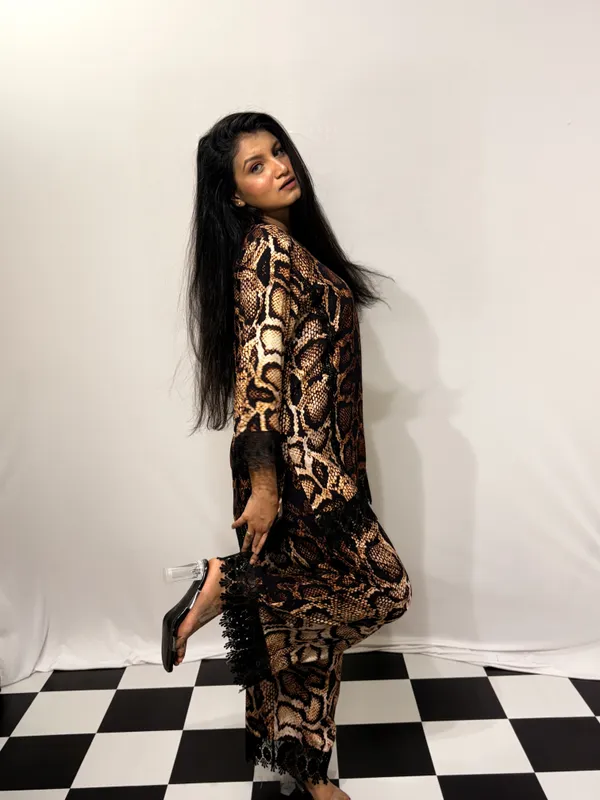 Beige_Black_Viscose_Rayon_Snake_Print_Lace_Trim_Co_Ords_Set_For_Women