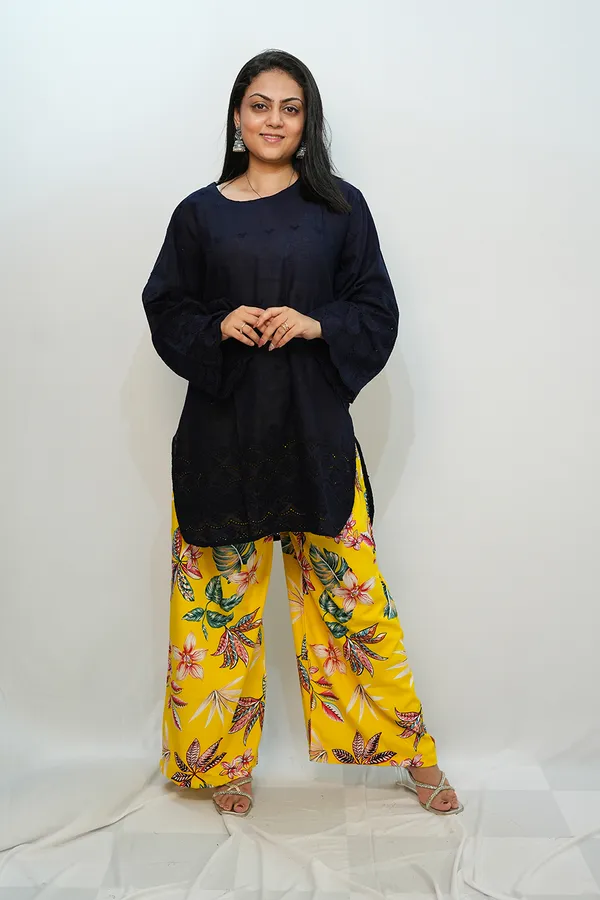 Blue_Yellow_Viscose_Rayon_Chikankari_Co_Ords_Set_For_Women