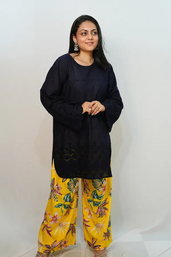Blue_Yellow_Viscose_Rayon_Chikankari_Co_Ords_Set_For_Women