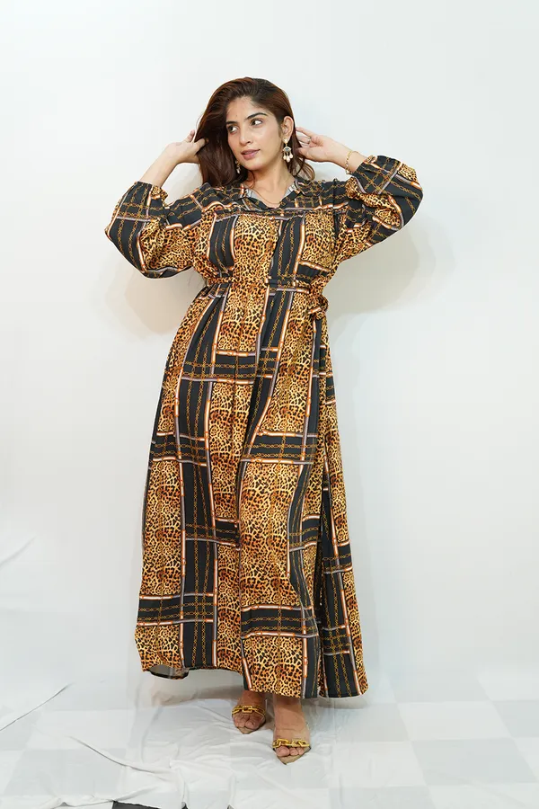 Yellow_Black_Viscose_Rayon_Gown_For_Women