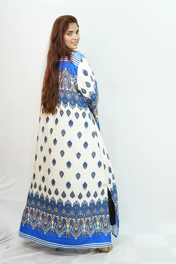 Blue_White_Viscose_Rayon_Gown_For_Women