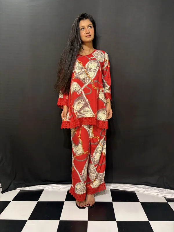 Red_Viscose_Rayon_Printed_Lace_Trim_Co_Ords_Set_For_Women