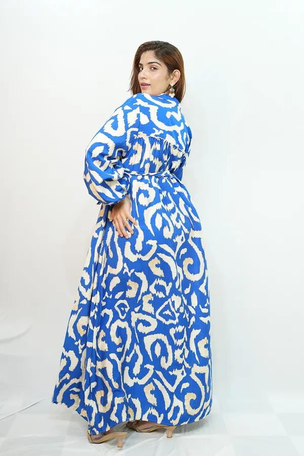 Blue_White_Viscose_Rayon_Printed_Gown_For_Women