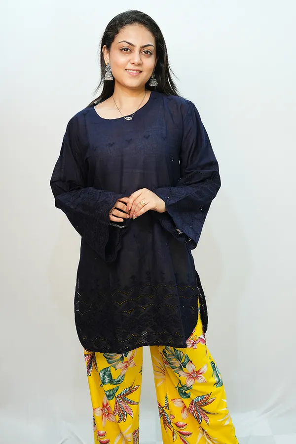 Blue_Yellow_Viscose_Rayon_Chikankari_Co_Ords_Set_For_Women