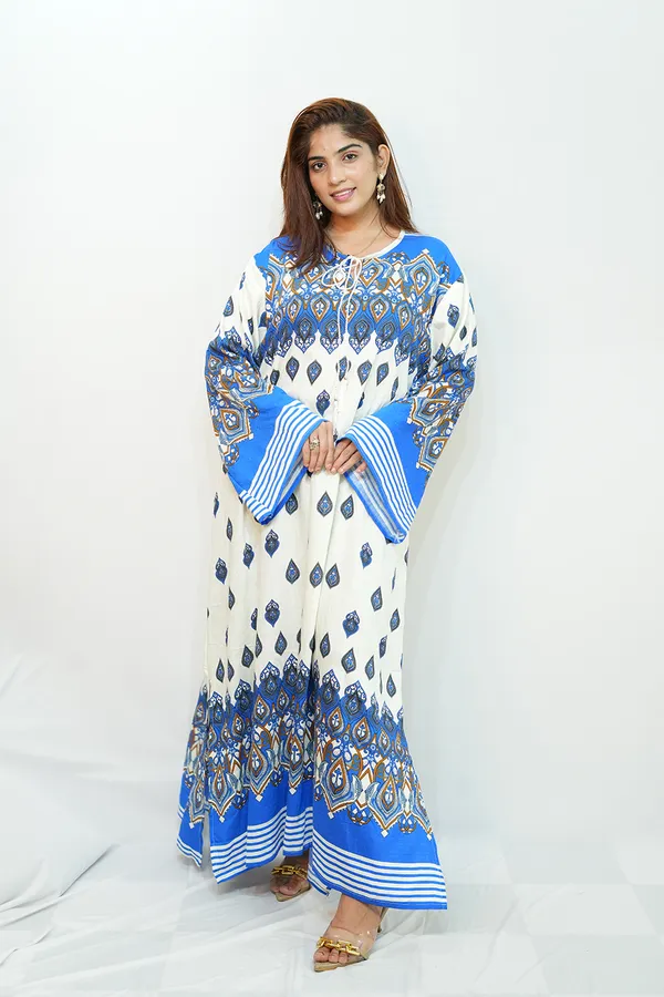 Blue_White_Viscose_Rayon_Gown_For_Women