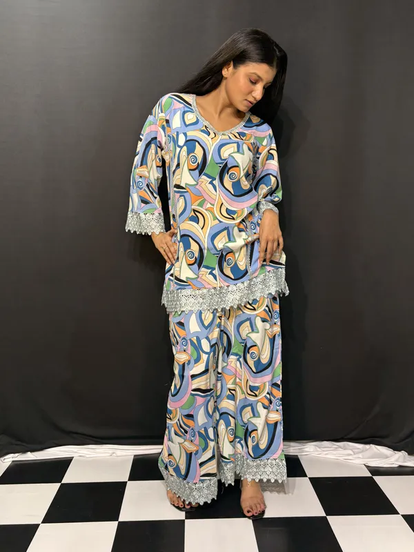 Multicolour_Viscose_Rayon_Printed_Lace_Trim_Co_Ords_Set_For_Women