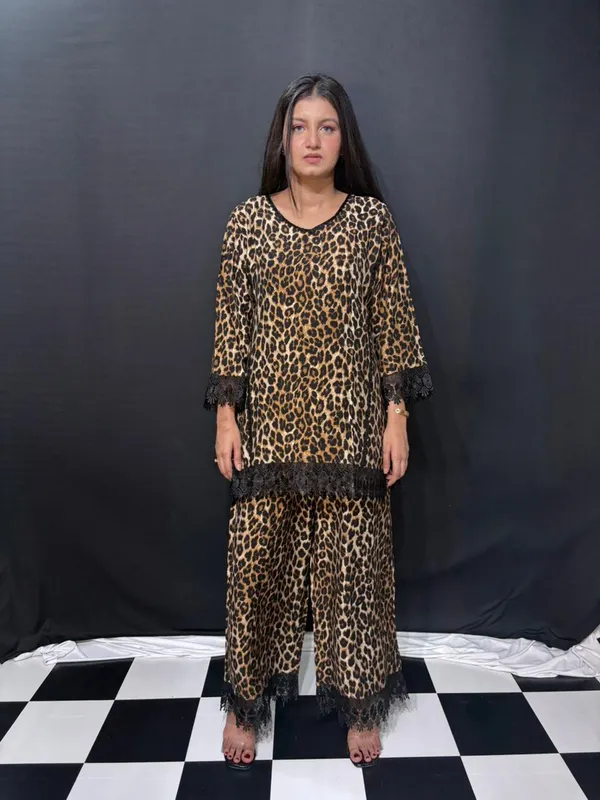 Yellow_Black_Viscose_Rayon_Lace_Trim_Co_Ords_Set_For_Women