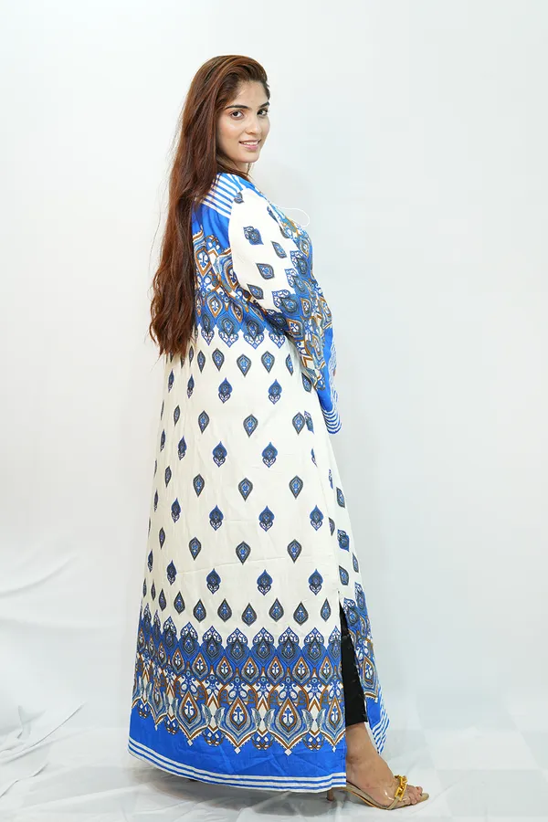 Blue_White_Viscose_Rayon_Gown_For_Women