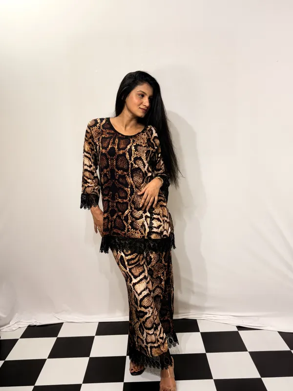 Beige_Black_Viscose_Rayon_Snake_Print_Lace_Trim_Co_Ords_Set_For_Women