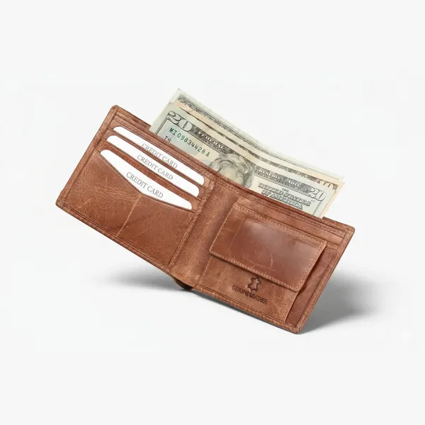 Tan_Genuine_Leather_Bifold_Wallet_For_Men