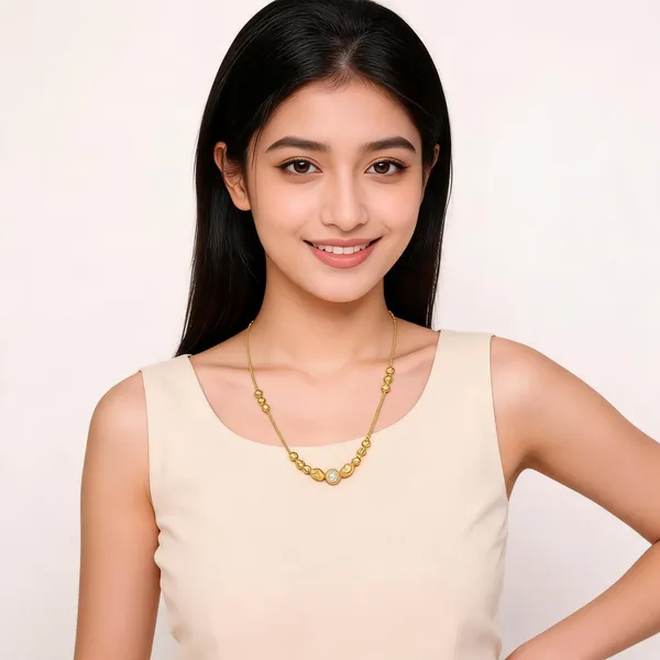 Gold_Brass_Textured_Bead_Chain_Necklace_For_Women