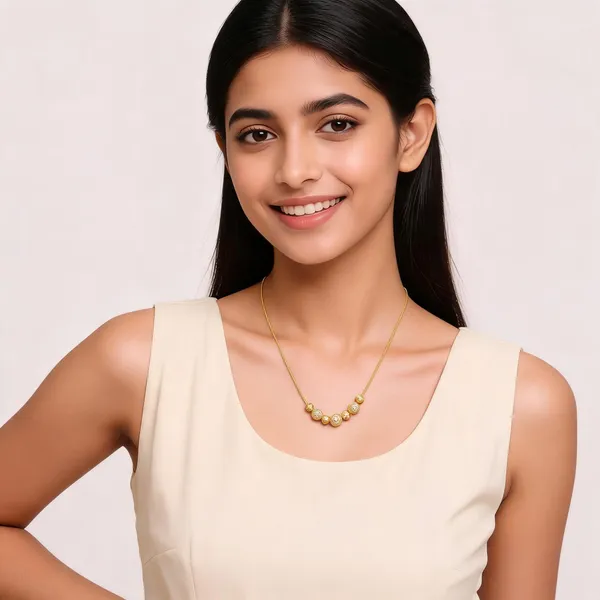 Gold_Brass_Textured_Bead_Chain_Necklace_For_Women
