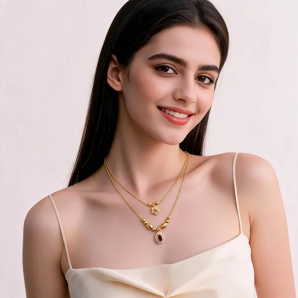 Gold_Brass_Layered_Red_Gemstone_Pendant_Necklace_Set_For_Women
