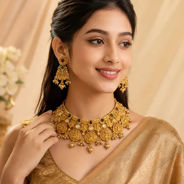 Gold_Brass_Kundan_Stone_Choker_Necklace_Set_For_Women