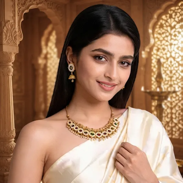 Gold_Plated_Kundan_Meenakari_Choker_Necklace_Set_With_Jhumka_For_Women
