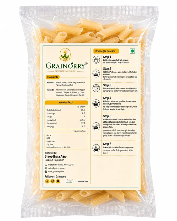 Grainorry_Multi_Millet_Penne_Pasta_180_Gm