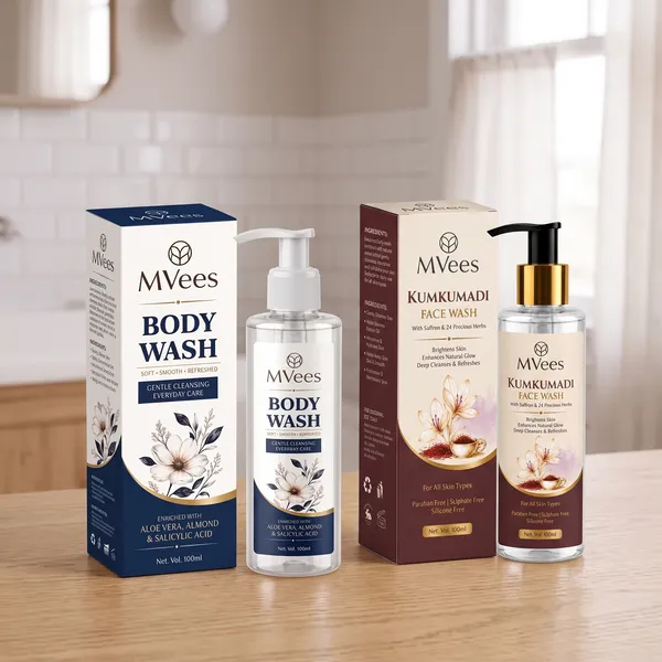 Mvees_Body_Wash_and_Kumkumadi_Face_Wash_Combo
