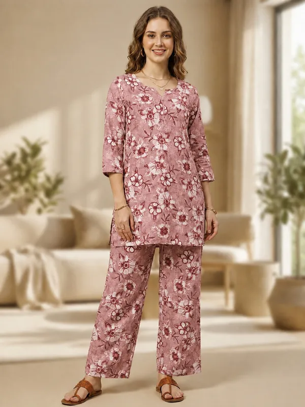 Mauve_Vartican_Relaxed_Fit_Floral_Print_Kurta_Pant_Co-Ord_Set_For_Women