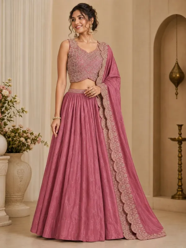 Pink_Chinon_Polyester_Embroidered_Flared_Lehenga_Choli_For_Women