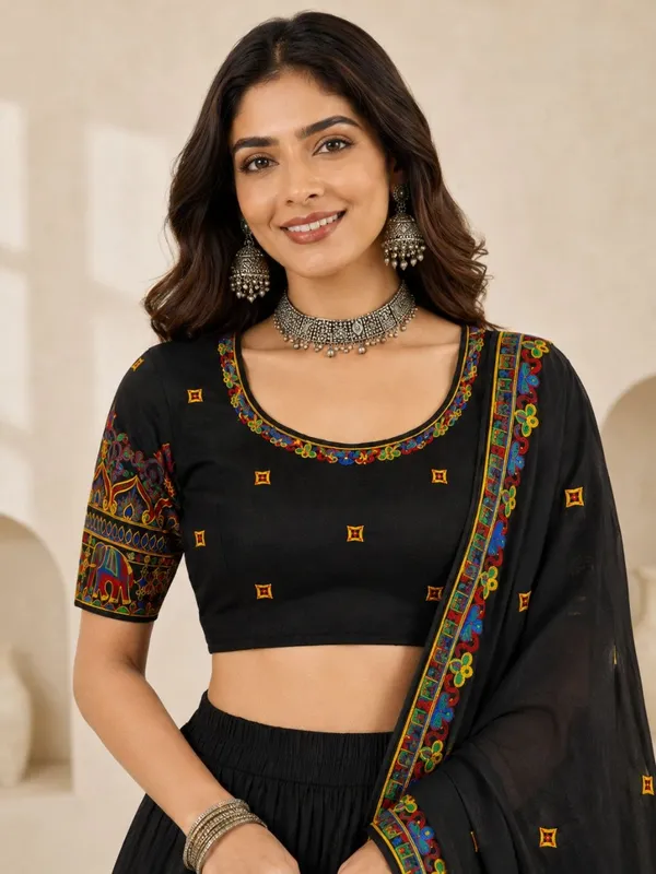 Black_Art_Silk_Printed_Flared_Lehenga_Choli_For_Women