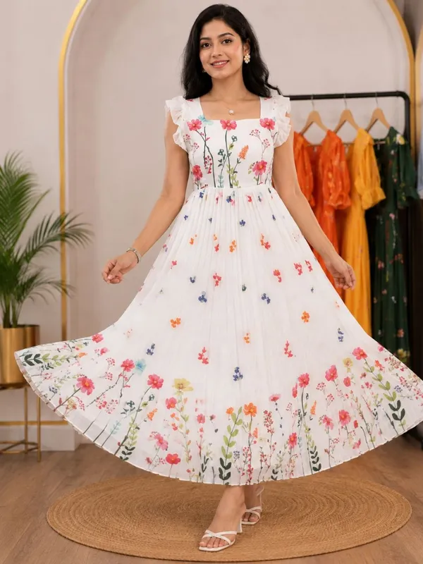 White_Muslin_Cotton_Floral_Flared_Maxi_Dress_For_Women