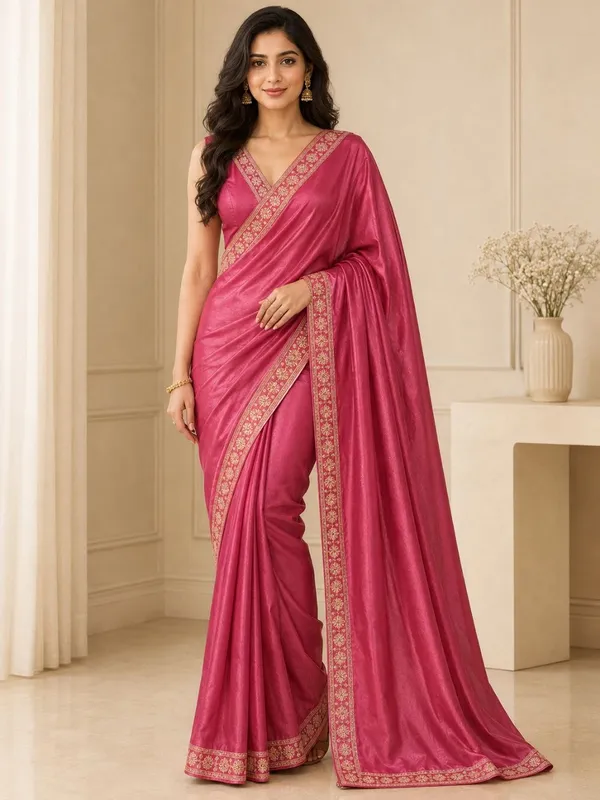 Pink_Art_Silk_Embroidered_Border_Saree_For_Women